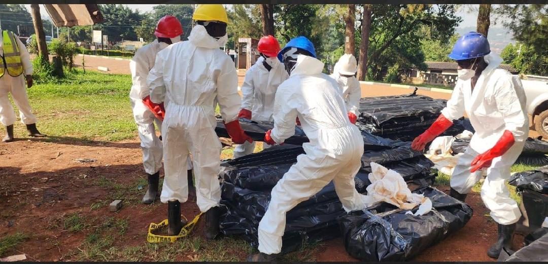 AEN decontamination crew in full protective equipment