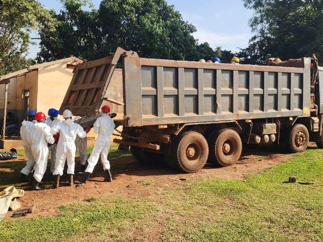 Waste staged for loading