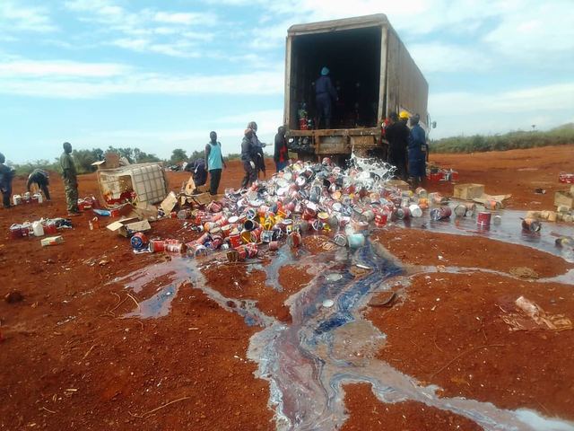 Condemned goods at the disposal site