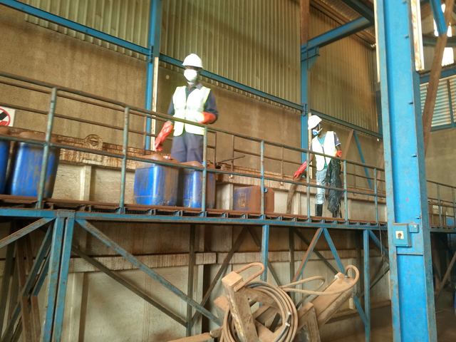Drums and containers staged for removal